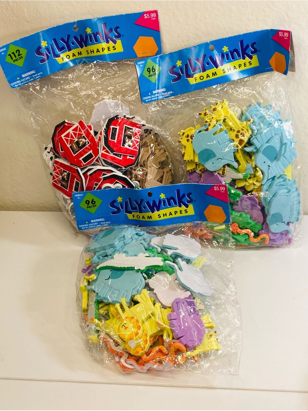 2 NWT + 1 Sillywinks Foam Kids Stickers Packs Multicolor Foam Zoo & Farm Animal